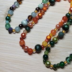 Colour Studies No 10 Carrot Stick Bracelet Trio Orange and Green Beaded Bracelet